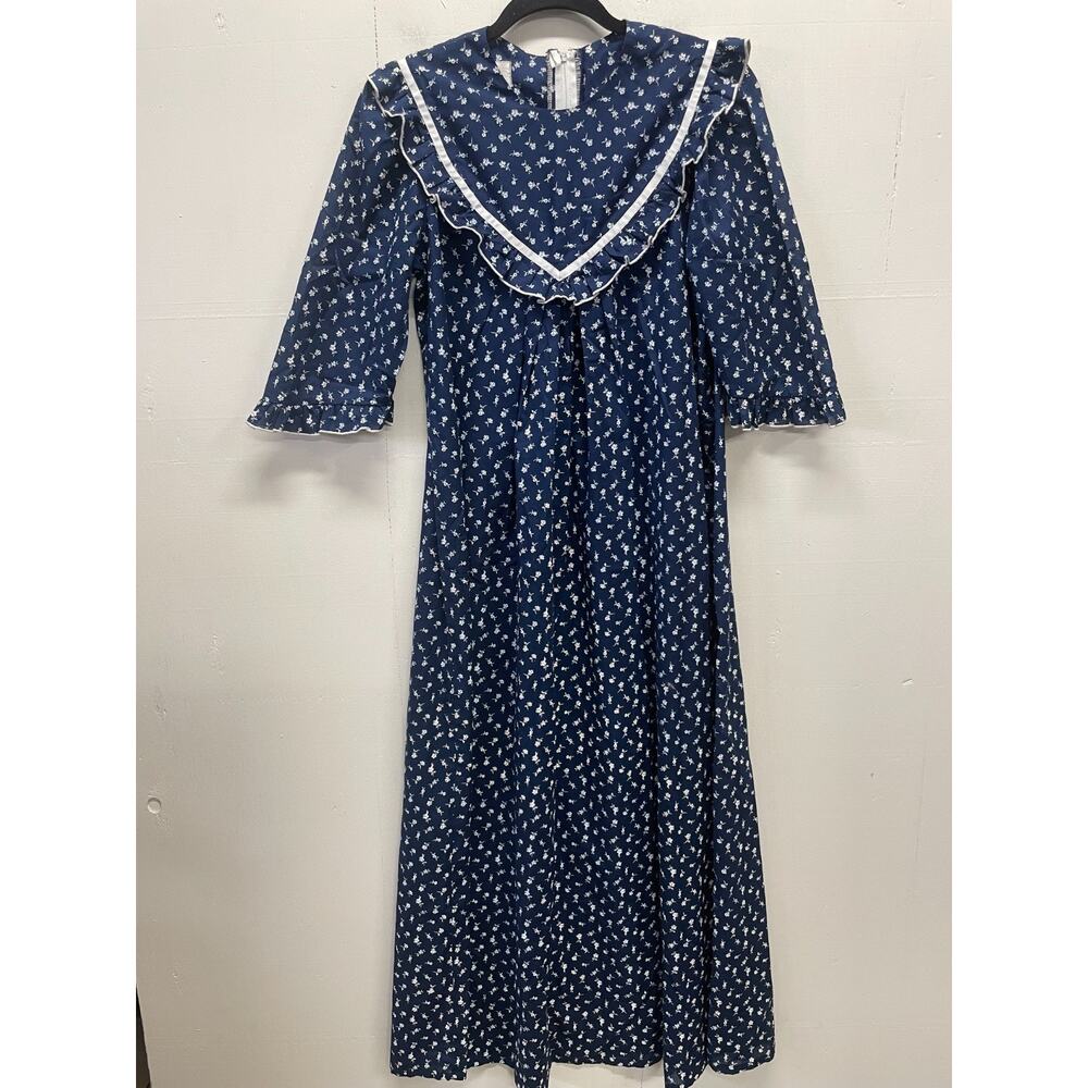Tropicana Hawaii Vintage Dress Medium Full Length Blue Grannycore Cottagecore